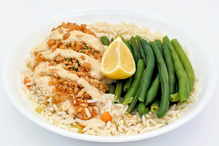 ALMOND CRUSTED CHICKEN WITH RICE PILAF