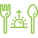Icon of a person smiling and enjoying a bowl of food, indicating the option to buy a Thanksgiving meal for one from Meal Village