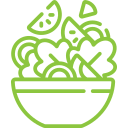 Icon of a carrot and leafy vegetable inside a circle, showcasing choices to buy vegetarian Thanksgiving dishes from Meal Village