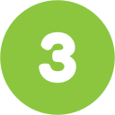 Number 3 icon representing the third step to order food for senior citizens from Meal Village.